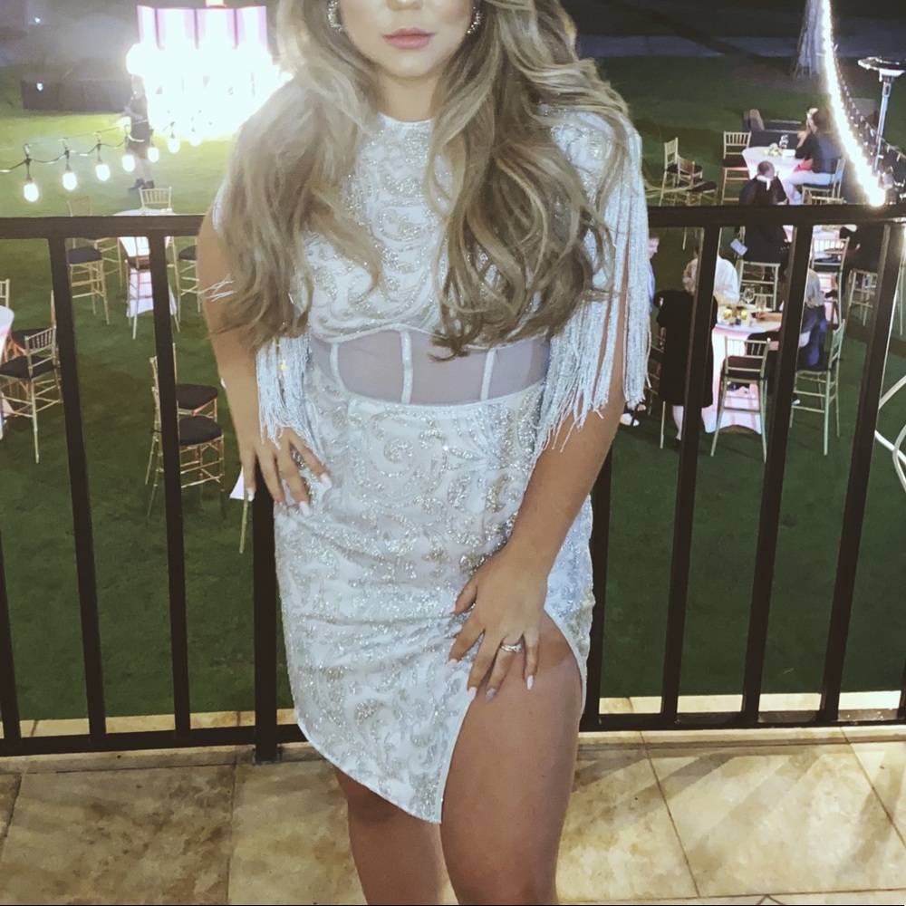 PRETTY LITTLE THING - Glitter Mesh Bodycon Dress - Picture 7 of 7